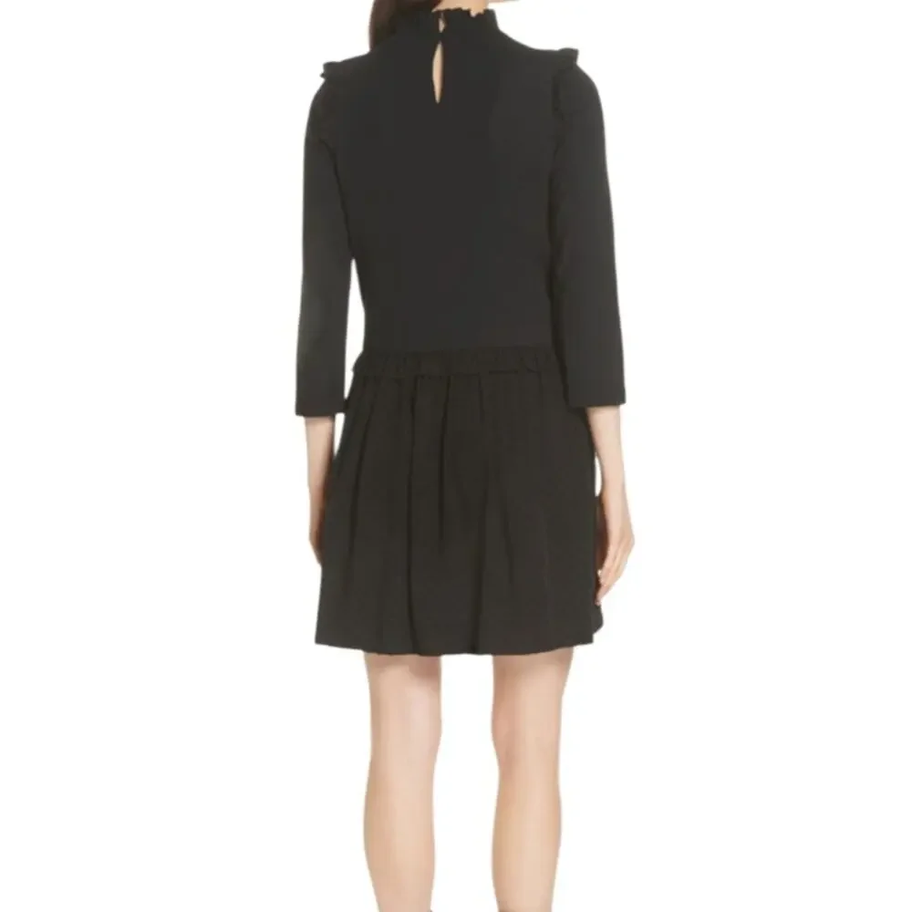Kate Spade Embroidered Mixed Media Dress, Black Size XS NWT